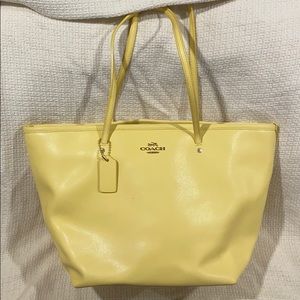 Bright Yellow Coach Leather Tote Shoulder Bag